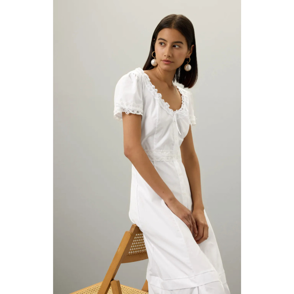 Samantha Sipos Vintage Petticoat Midi Dress in White Size 2 - Picture 3 of 10